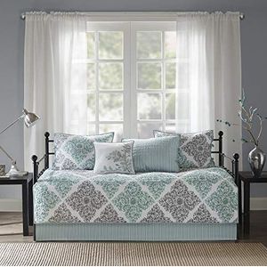 Madison Park Beddengoed voor het hele seizoen met bedrok, bijpassende shams, decoratief kussen, polyester, aqua, 75 ""x39,1 cm