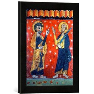 Ingelijste afbeelding van Book Painting De Apostel Petrus en Paulus, kunstdruk in hoogwaardige handgemaakte fotolijst, 30 x 40 cm, mat zwart