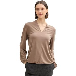 TOM TAILOR T-shirt met lange mouwen voor dames, 36516 - Taupe Grey, XXL