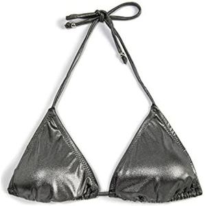 Koton Dames Tie Neck Shiny Triangle Bikini Top Swim Trunks, zilver (Gm1), 34
