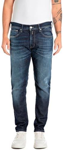Replay Heren Regular Slim Fit Jeans Willbi, 007, donkerblauw, 29W / 32L