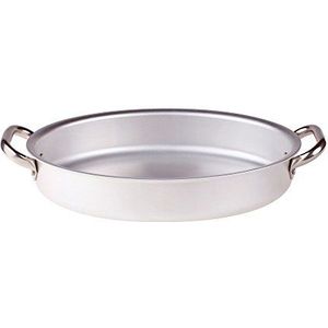 Pentole Agnelli Professionele aluminium 3 mm ovale vispan met 2 handgrepen, diameter 30 cm, zilver