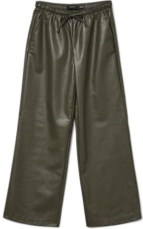 VERO MODA - VMKANANDA - Broek - Donkergroen - Imitatieleder