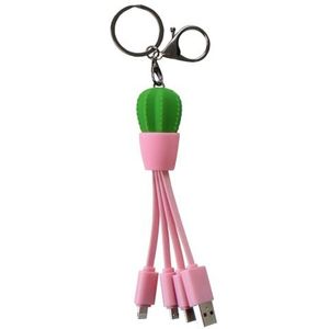 Wondee 3-in-1 multi-USB-oplaadkabel, multi-USB-kabel, micro-USB type-C, voor Android en iOS Cactus