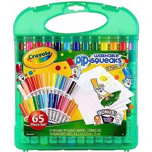 Crayola - Viltstiften Kleurkoffer, Set Wasbare Viltstiften voor Kinderen, 25 uitwasbare viltstiften en 40 vellen blanco papier, 04-5227