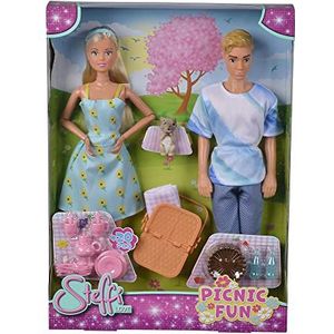 Simba 105733584 - Steffi Love Picnic Fun, pop en haar schattige hondje picknicken met Kevin, met picknickmand en dekentje, 20 stuks, 29cm speelpoppen, 3 jaar en ouder.