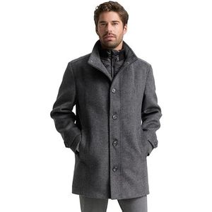 TOM TAILOR Mannen Wollen jas met binnenjas 1032506, 30500 - Dark Grey Black Herringbone, M