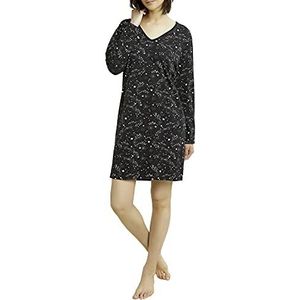 People Tree Vrouwen Stars Biologische Nachthemd Nachtjapon, Zwart met sterrenprint, 40
