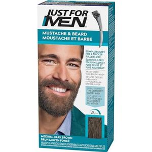 Just For Men Formule voor snor en baard, middenbruin, verwijdert grijze haren voor een dikkere look – M40