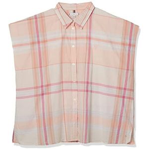 Tommy Hilfiger Dames CRV CO Relaxed Shirt NS Casual, Lg Madras/Sunset Peach, 50, Lg Madras/Zonsondergang Perzik