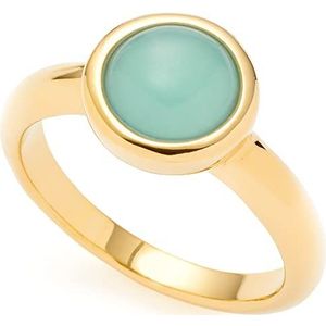 Leonardo Jewels Bea ring, cocktailring van roestvrij staal, maat 19 (60) rond glas kristal turquoise goud, kleurecht waterbestendig, damessieraad 1 stuk 023063, Metaal, Geen edelsteen