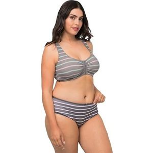 Ulla Popken, Dames, grote maten, bustier, strepen, vlinder, donkergrijs melange, 90D