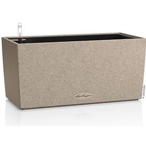 LECHUZA -Plantenbak Balconera Stone 40 zandbeige, balkonbak met irrigatiesysteem, waterniveau-indicator en planteninzetstuk, steenlook, 40 x 19 x 19 cm, 15432