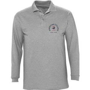 AMERICAN COLLEGE USA American College Poloshirt, lange mouwen, uniseks, kinderen, Grijs, 12 Jaar