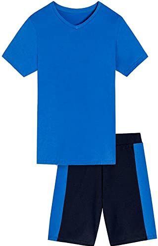 Jongenspyjama - Blauw - 152 cm - Bermudabroek