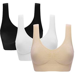 Vermilion Bird Dames 3 Pack naadloze comfortabele sportbeha met afneembare pads