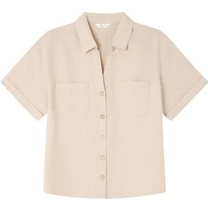 Springfield Hemd, beige, maat 40, Opdruk, geroosterd, 38