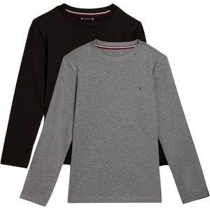 Tommy Hilfiger - Set van 2 T-shirts - Grijs - Lange Mouwen - Ronde Hals - Katoen