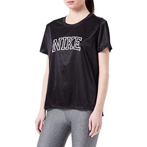 Nike W NK DF Swoosh Run SS Top Longshirt, Zwart / Wit / Wit, XS Dames, Zwart/Wit/Wit, XS