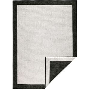bougari Binnen en buiten omkeerbaar tapijt Panama zwart crème, 120x170 cm
