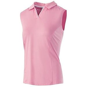 Island Green Golf dames ademende sneldrogende vochtafvoerende poloshirts, roze/wit, XL, 2230 - Roze/Wit, XL