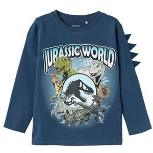 NAME IT Nmmjolly Jurassic Ls Top Noos Sky shirt met lange mouwen voor jongens, dark denim, 110