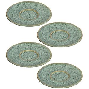 Leonardo Matera schoteltjes set van 4, vaatwasmachinebestendige stenen schoteltjes voor espressokopjes, 4 keramische schoteltjes, groen Ø 11 cm, 018604