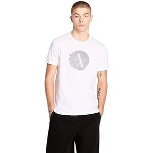Armani Exchange Heren Slim Fit Circle Logon Ax Pima Cotton Tee T-shirt, wit, XL