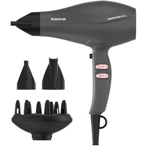 Taurus – Föhn Fashion 2600 Ionic 2600W, 6 snelheids- en temperatuurinstellingen, AC-motor, Ionic Care, Koude lucht, Diffuser & 2 concentrators, Zwart