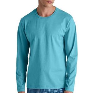 Calida RMX Sleep shirt met lange mouwen voor heren, van 100% biologisch katoen, bright blue, 56