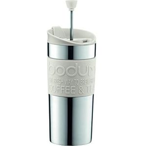 Bodum TRAVEL PRESS Koffiezetapparaat (French Press System, dubbelwandig, 0,35 liter) crèmekleurig