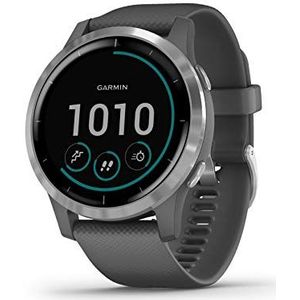 Garmin vívoactive 4 — waterdichte GPS-smartwatch voor fitness met trainingsschema's, Hartslagmeter, 20 sport-apps, batterijduur 8 dagen, muziekspeler, zilver/donkergrijs (Gereviseerd)