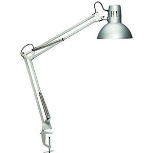 MAUL Maulstudy Led-bureaulamp, verstelbare klemlamp met scharnierende arm voor kantoor, werkkamer en bureau, elegante bureaulamp van metaal, exclusieve ledlampen, zilver