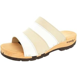 Woody Yvonne houten schoen voor dames, wit-crème, 37 EU, wit, crème, 37 EU