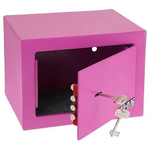 HMF 49216-15 kluis klein met sleutel, meubelkluis, 23 x 17 x 17 cm, roze