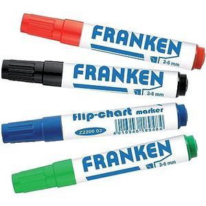Franken GmbH Z2203 Flipchart Marker, lijndikte 2-6 mm, gesorteerd op kleur, 4 stuks