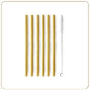 LITTLE BALANCE 8456 bamboe rietjes, 6 stuks, herbruikbaar, met 1 borstel, 20 cm, van echt bamboe
