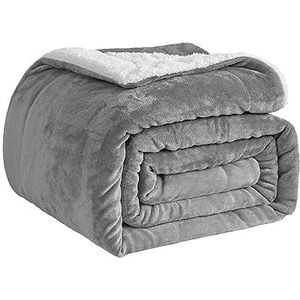 Good Nite Deken sofa sierdeken 200 x 230 cm fleece pluizige deken sherpadekens voor banken sprei reisdeken zacht, machinewasbaar (kingsize, grijs)