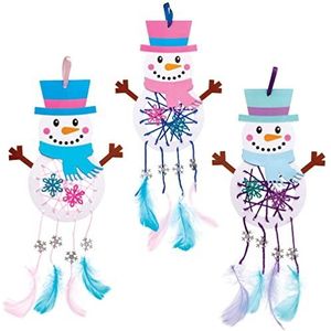 Baker Ross AT169 sneeuwpop dromenvanger knutselset (4 stuks) Kerstmis knutselen kinderen gesorteerd