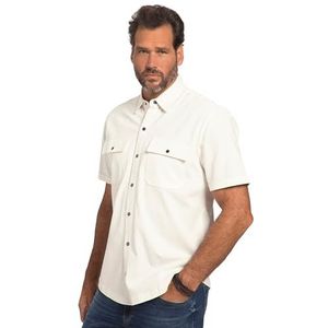 JP 1880, Herenshirt, grote maten, jersey-shirt, halflange mouwen, kent-kraag, modern fit, crème-wit, XL