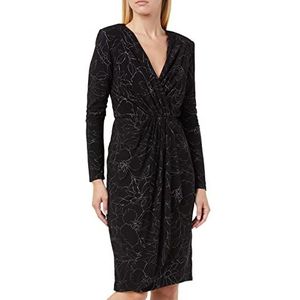 Gina Bacconi Dames Bloemen Metallic Wrap Jurk Cocktail, zwart/zilver, 40 NL