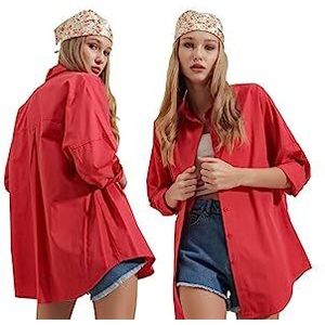 Mt Clothes oversized hemd rood 42, Rood, 40