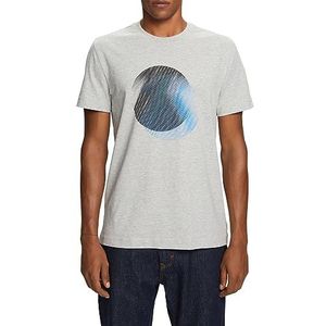 ESPRIT T-shirt met ronde hals en print aan de voorkant, lichtgrijs, XL