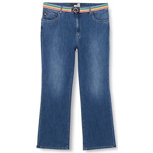 Love Moschino Dames Midi Flare in Light Linen-Tencel Blend Denim Jeans, blauw (medium blue denim), 25