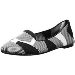 Skechers Dames Cleo-Sherlock Engineered Knit Loafer Skimmer Ballet Flat, Zwart/Wit, 35 EU