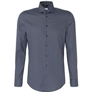 Seidensticker Men's Slim Fit shirt met lange mouwen, blauw, 40, blauw, 40