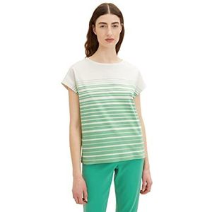 TOM TAILOR Dames T-shirt 1035480, 31329 - Green Gradient Stripe, M