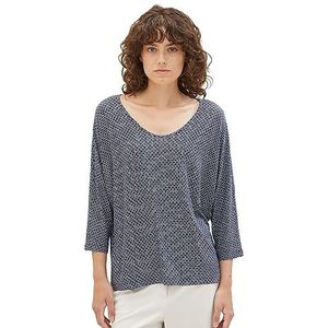 TOM TAILOR Dames T-shirt met patroon, 32108 - Navy Geometrical Design, XL