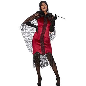 Deluxe Vampire Flapper Costume, Red, Dress & Sequin Cape, (L)