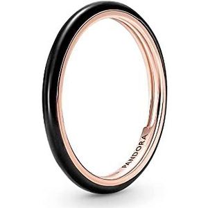 Pandora ME 14-karaats rosévergulde ring met zwart email, 56